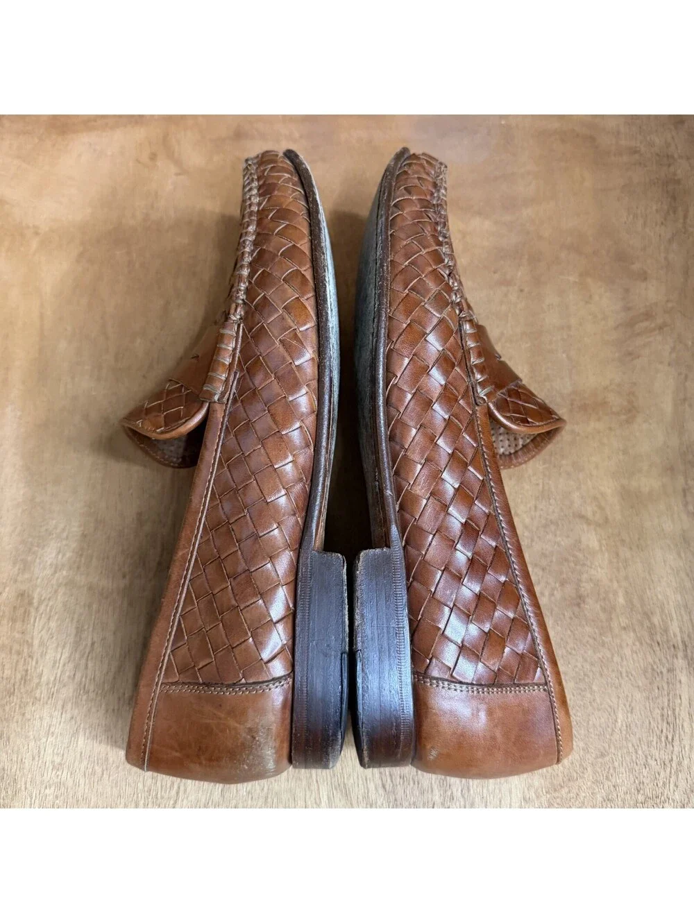 Allen Edmonds Capri Brown Woven Leather Loafers Mens Sz 10 E Slip On Shoes Italy